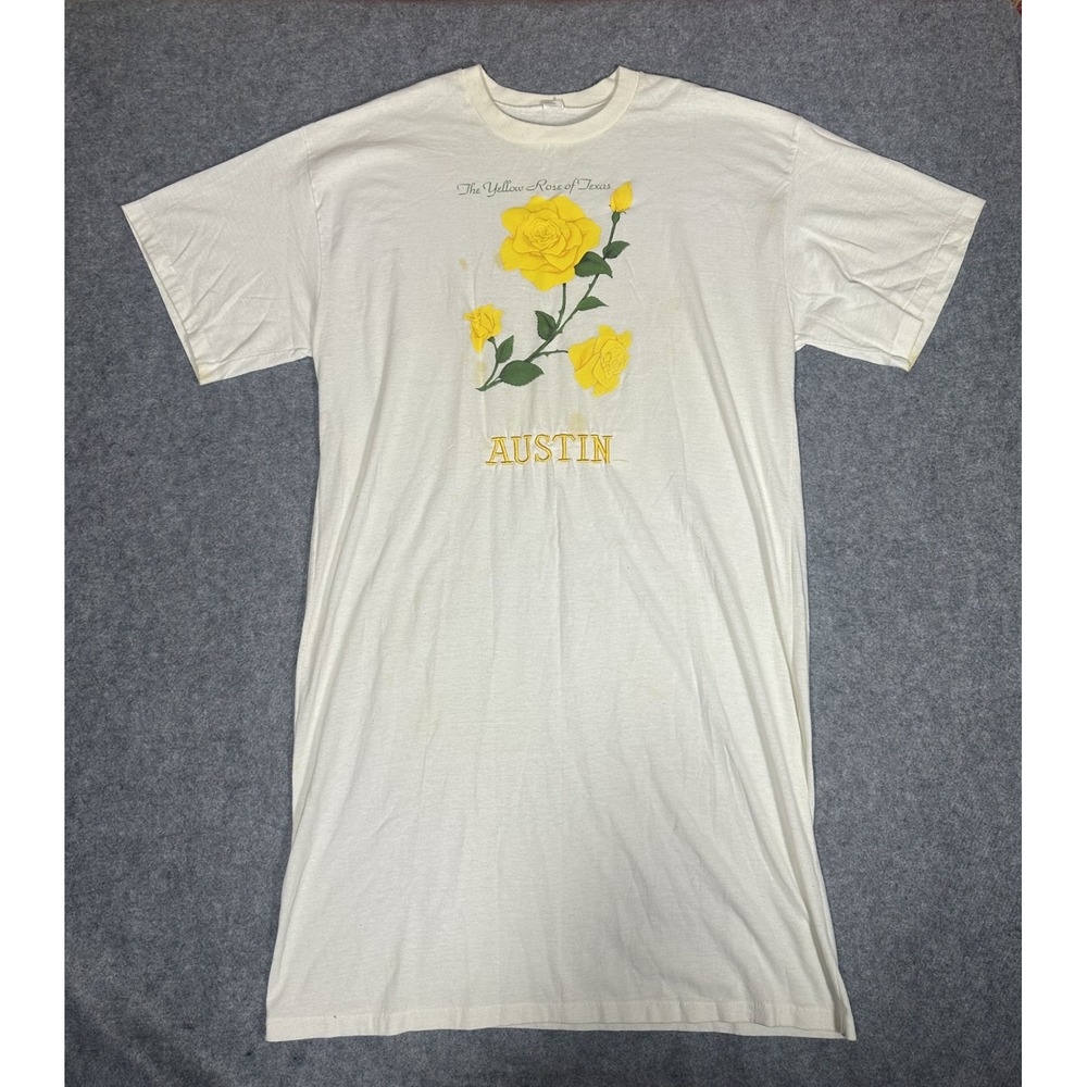 Unbranded The Yellow Rose of Texas Austin T-Shirt Lg White Graphic Cotton Blend